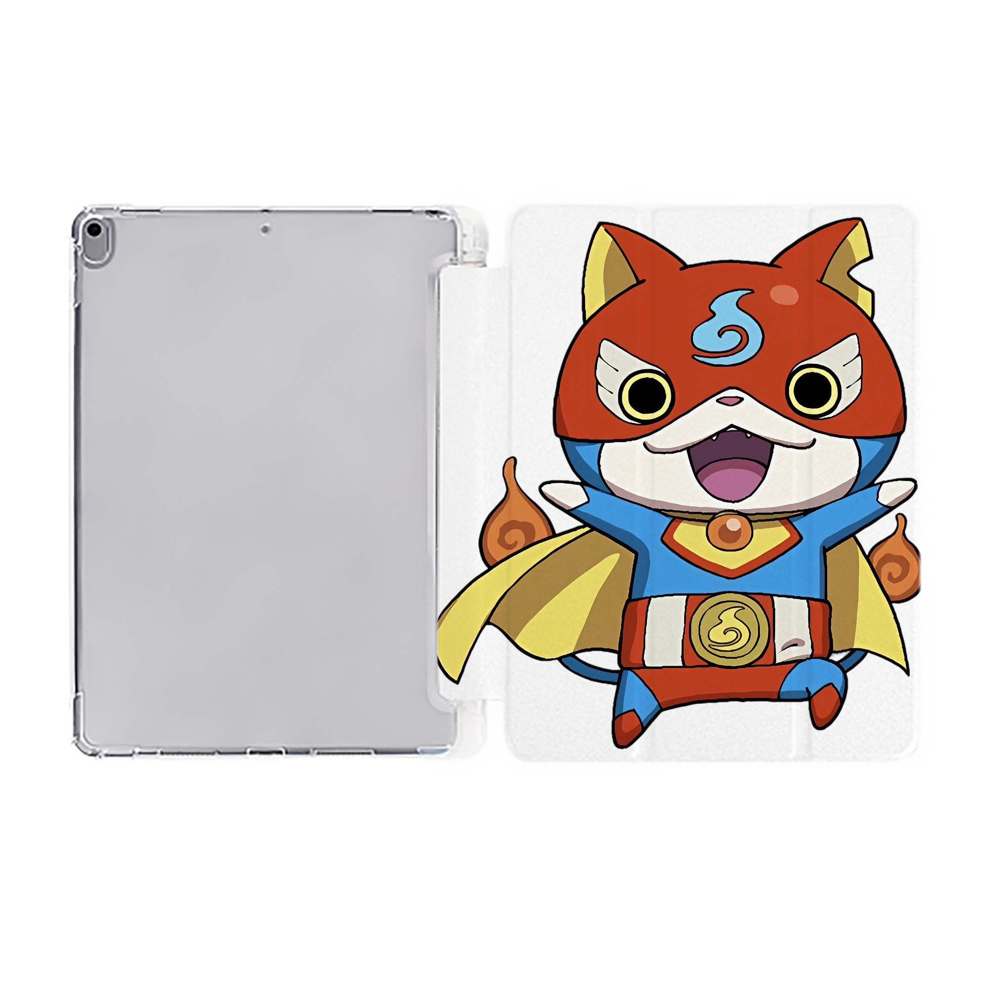 （画像用） 妖怪ウォッチ Yo-kai Watch IPad ケース ペン収納付き 三つ折りスタンド PUレザー×シリコン 対応機種9.5/10.5/10.9インチ